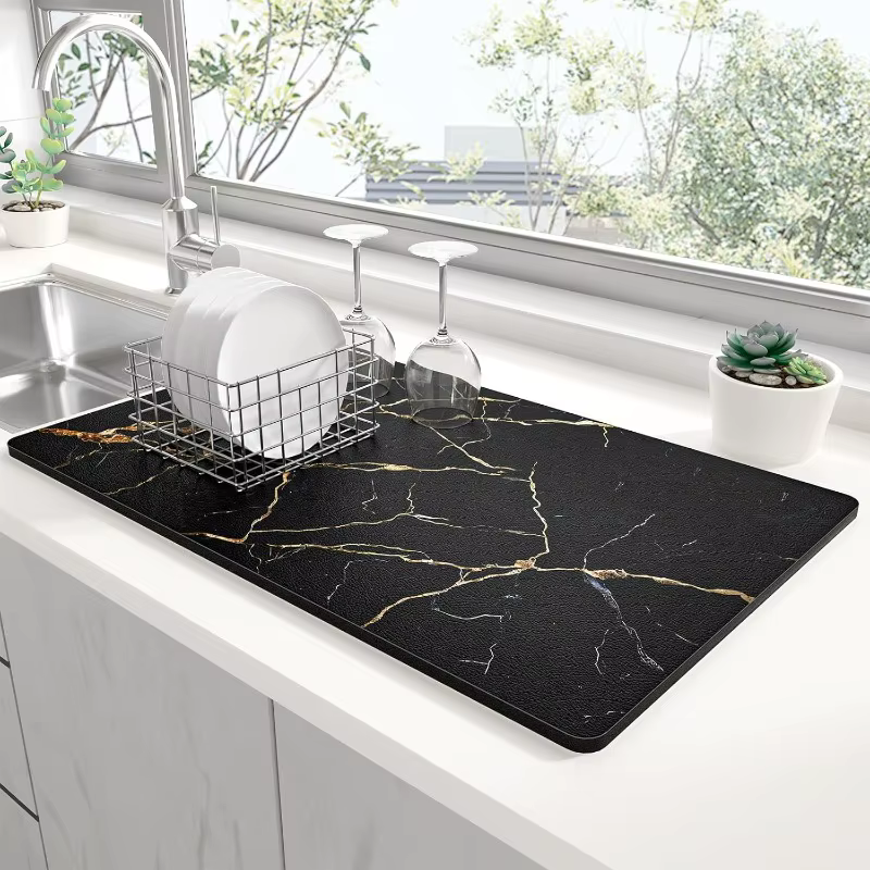 Tapis de séchage de cuisine en marbre