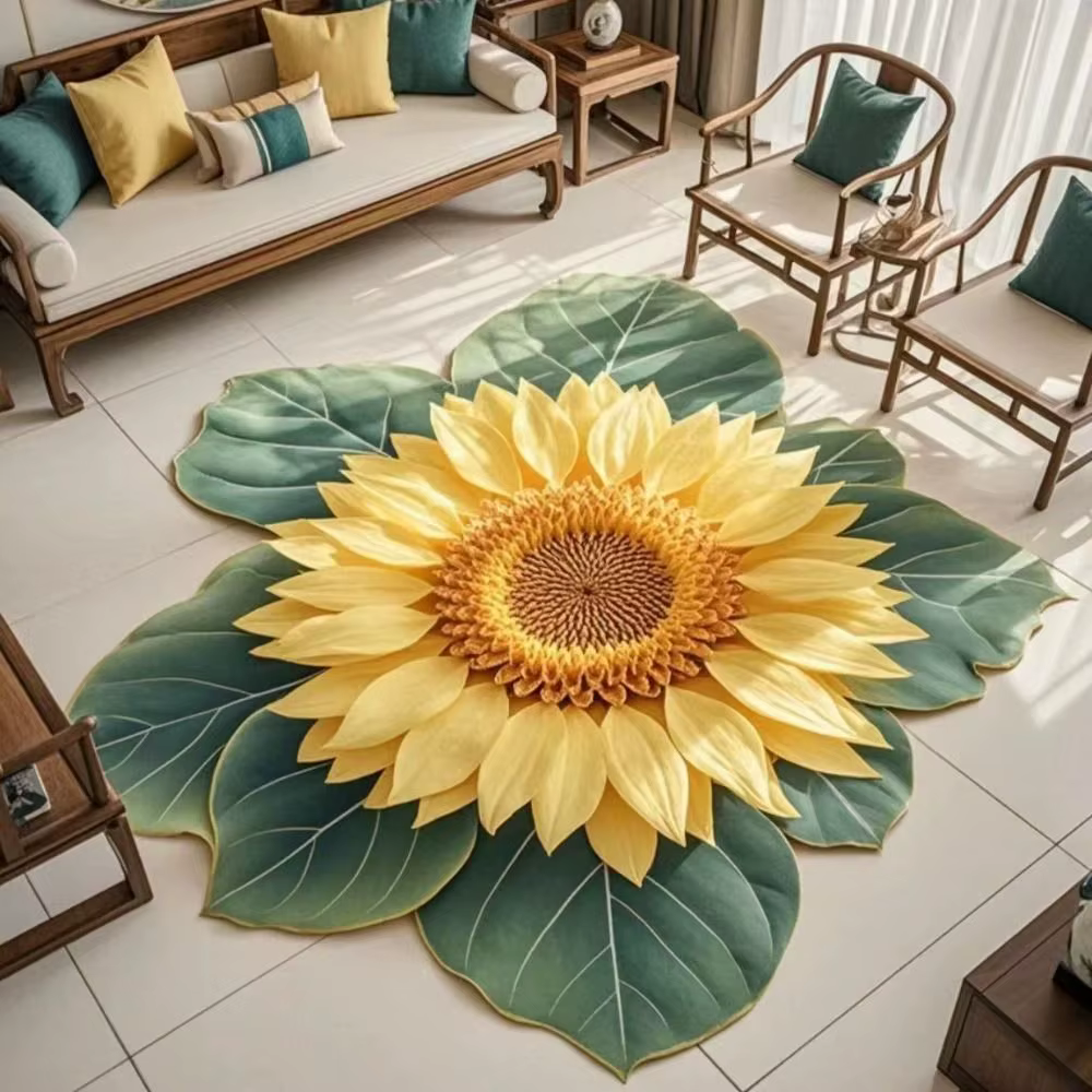 Tapis portable en forme de tournesol