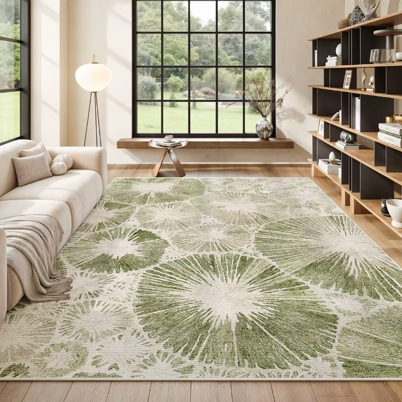 Tapis de salon anti-alde lavables verts