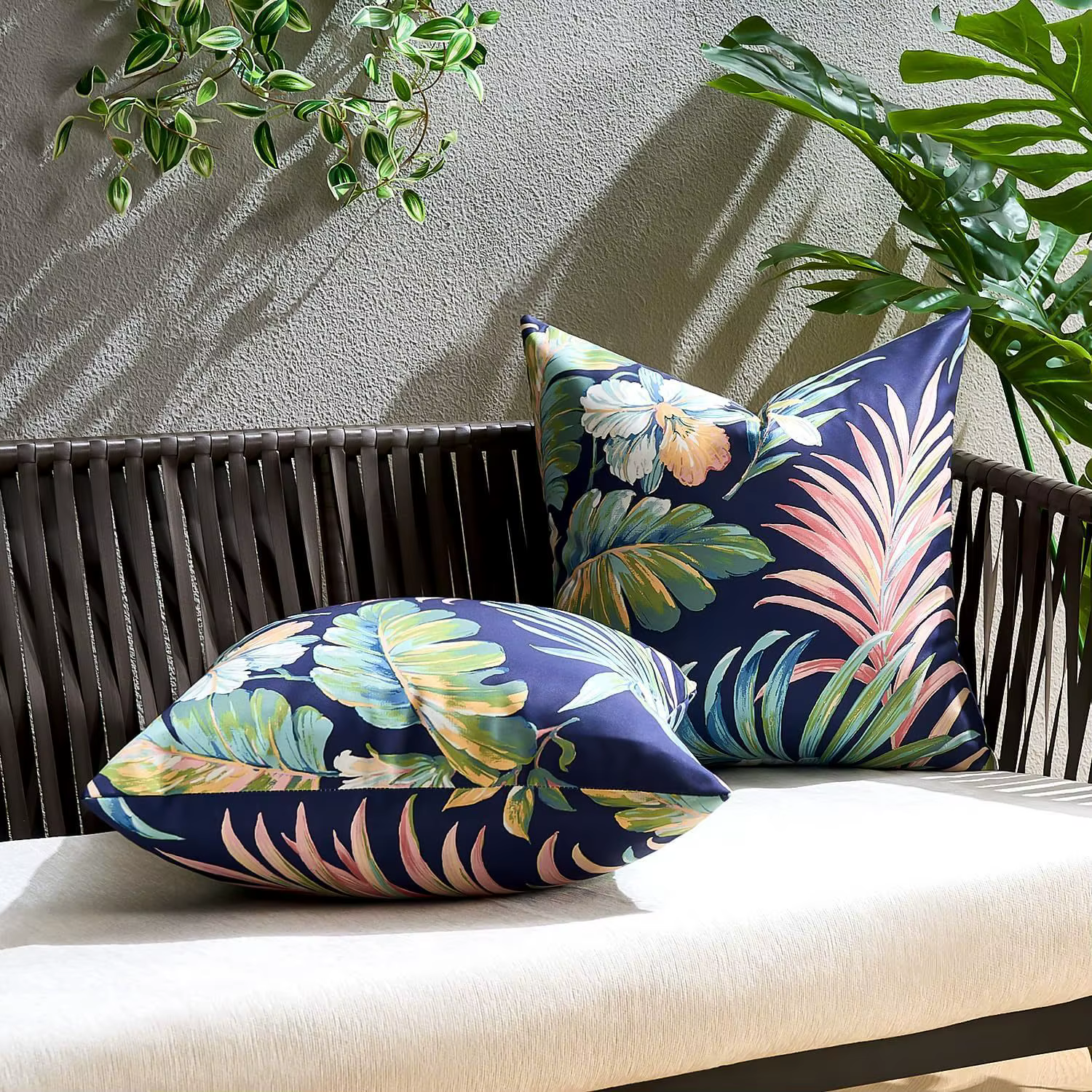 Lot de 2 housses de coussin modernes imperméables pour l'extérieur