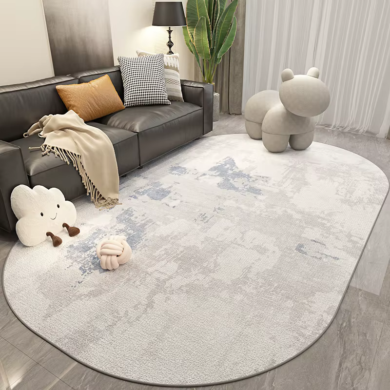 Tapis ovale de luxe léger pour décoration de chambre à coucher