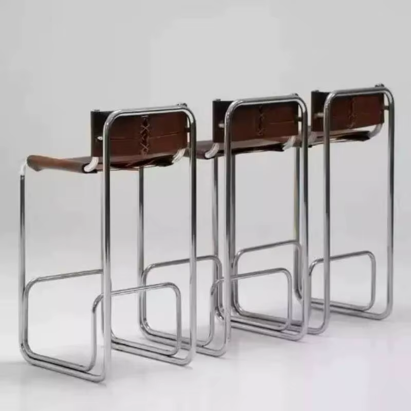 Chaises de bar confortables en acier inoxydable, style nordique élégant, avec dossier, pour îlot de cuisine, tabourets de bar modernes et luxueux