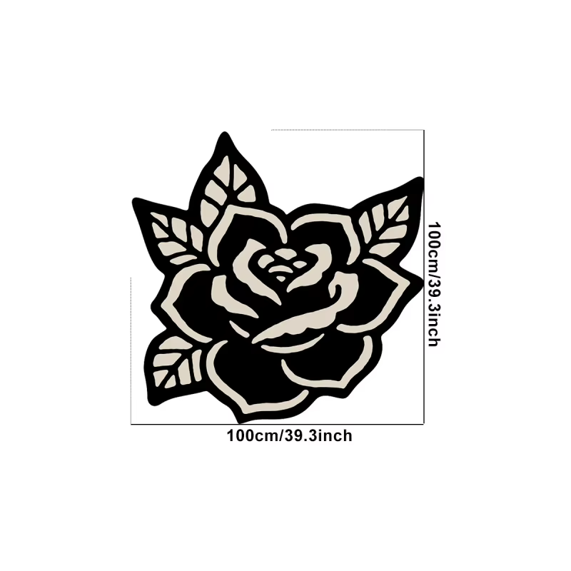 VIKAMA Tapis rose minimaliste noir et blanc