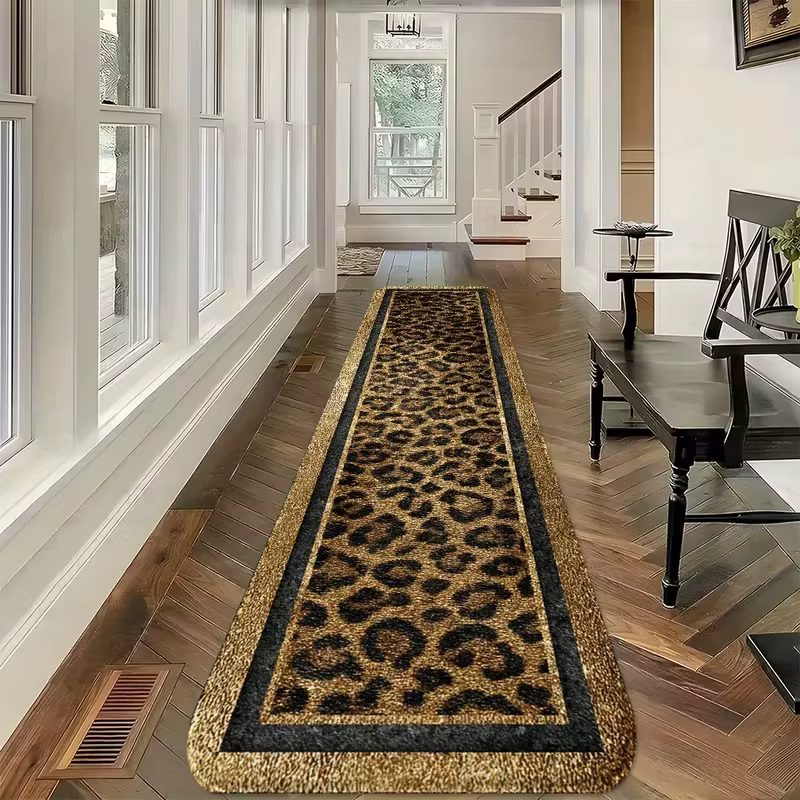 Tapis résistant aux taches imprimé léopard
