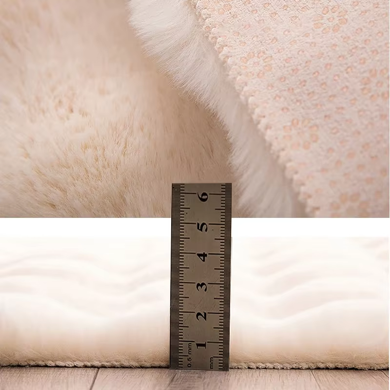 Tapis ovale en peluche doux en fausse fourrure de lapin