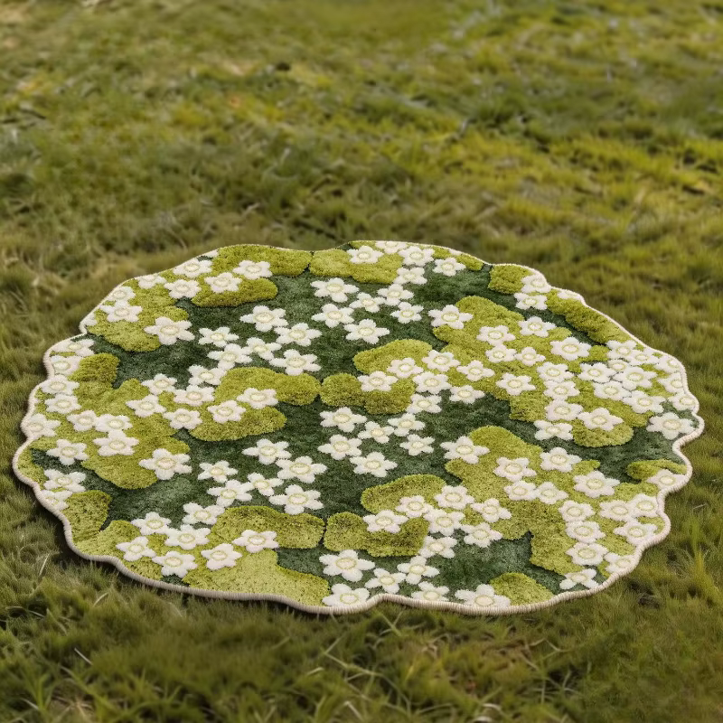 Tapis en peluche épais de forme irrégulière pour la décoration de chambre à coucher