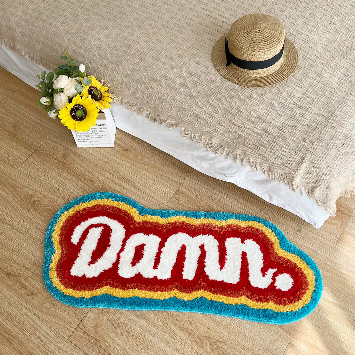 Lettre élément tapis arc-en-ciel moelleux touffeté
