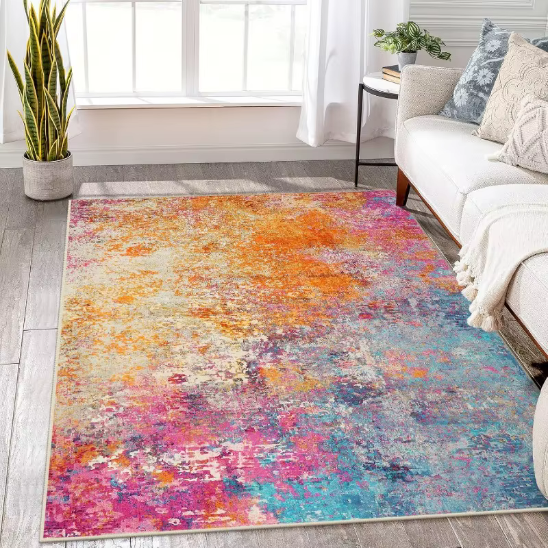 Salon grande surface tapis moderne abstrait