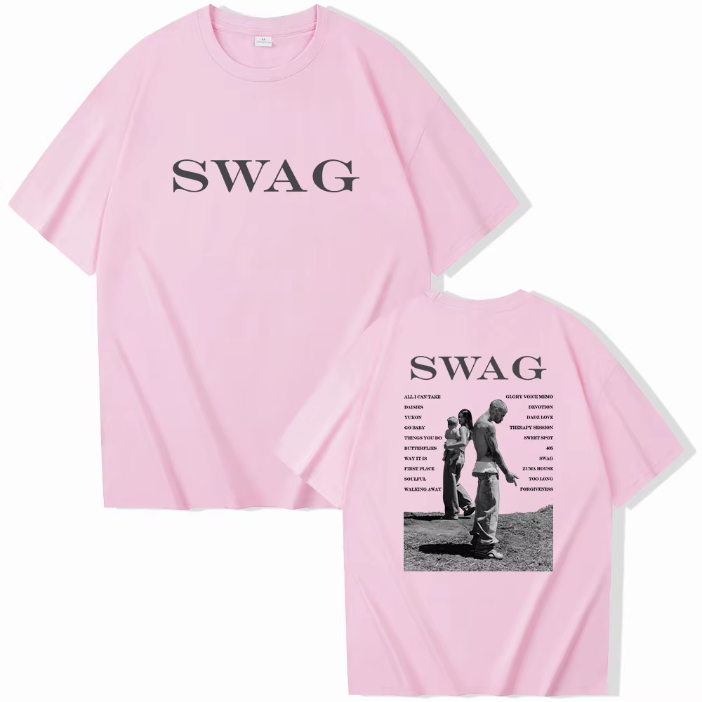 Bieber SWAG 2025 Justin Album femmes T-shirt 2 faces col rond manches courtes chemises Fans cadeau femmes vêtements