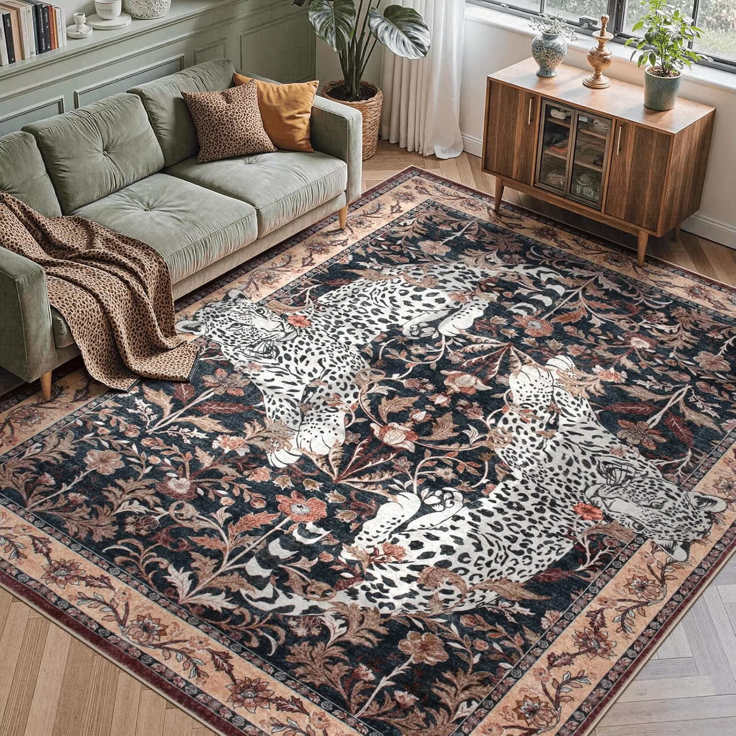 Tapis léopard Moynesa pour décoration de salon
