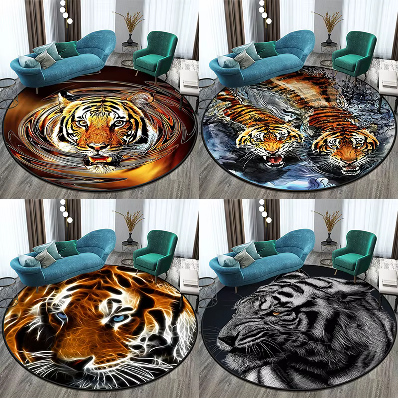 Tapis rond tigre virus pour la décoration de la maison