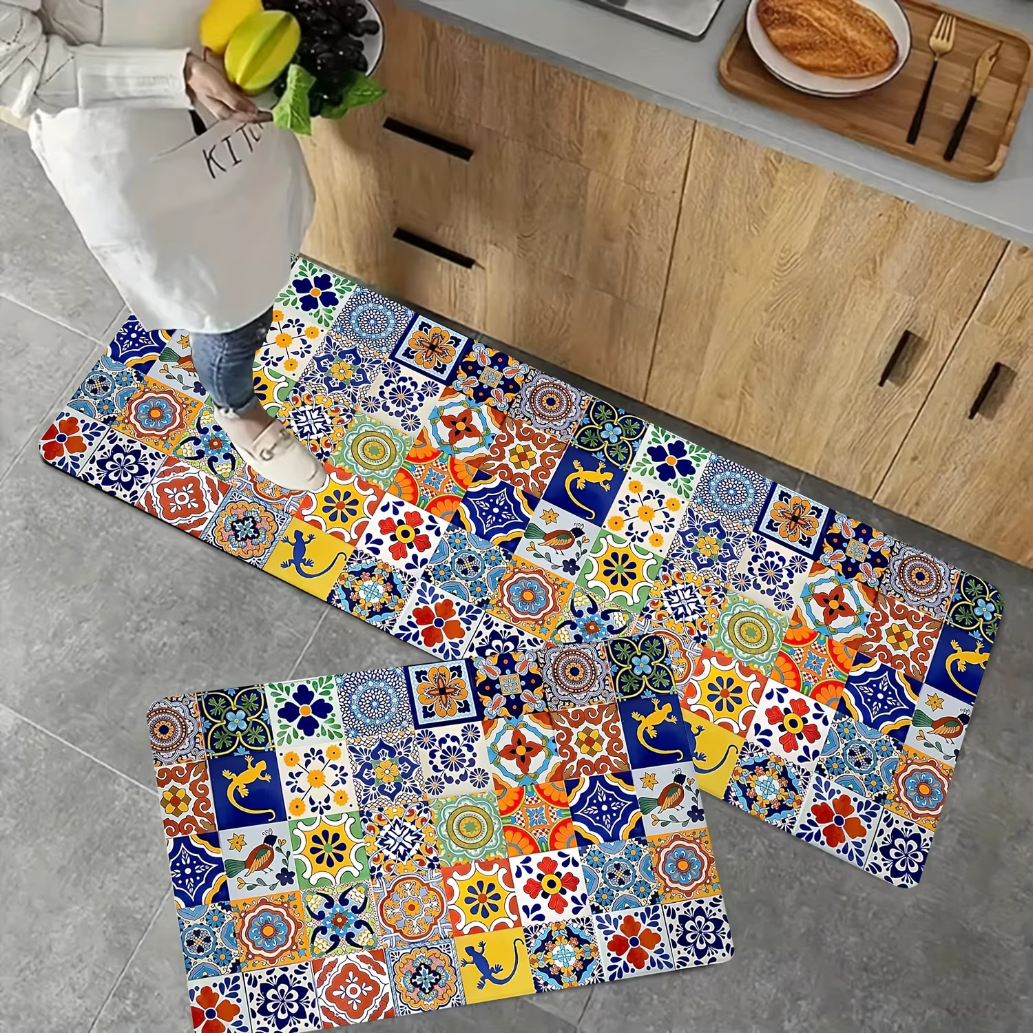 Tapis de couloir bohème imprimé motif floral