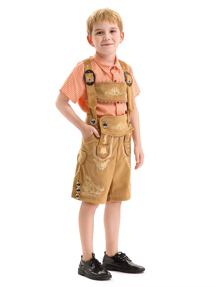 Costume d'Oktoberfest pour garçons, tenue de carnaval de bière, pantalon court marron, chemise, tenue 2 pièces pour garçon, 2025