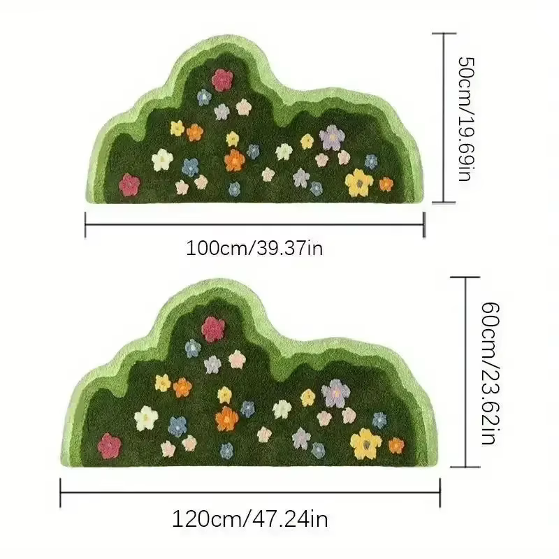 Tapis d'intérieur VIKAMA à motif floral vert irrégulier