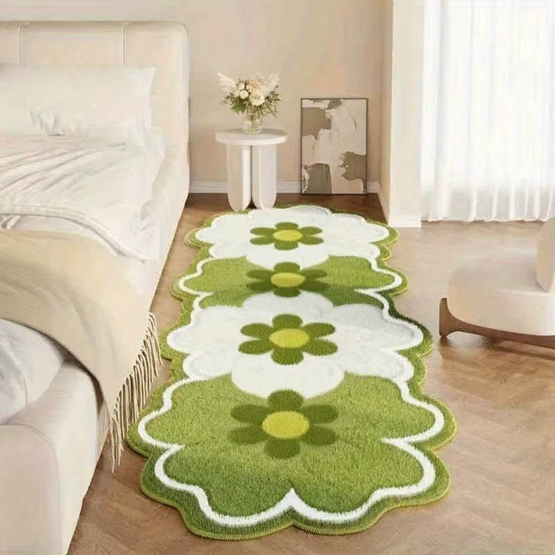 Tapis rose à motif floral pour décoration de chambre à coucher