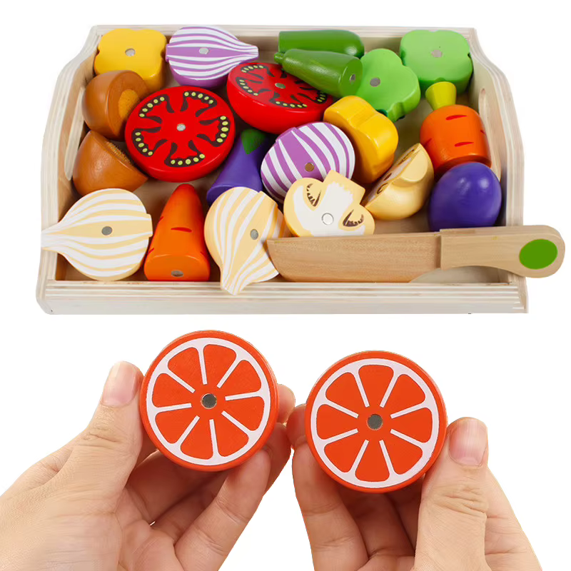 Jouet de cuisine en bois de simulation, jeu classique Montessori éducatif pour enfants, cadeau pour enfants, ensemble de fruits et légumes à découper