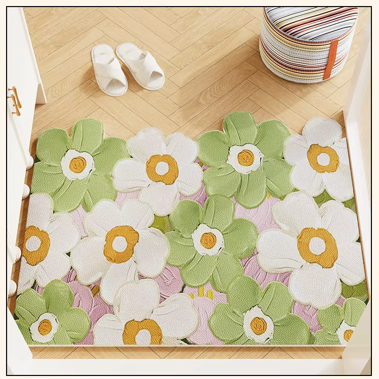 VIKAMA Tapis d'entrée vert à motifs floraux