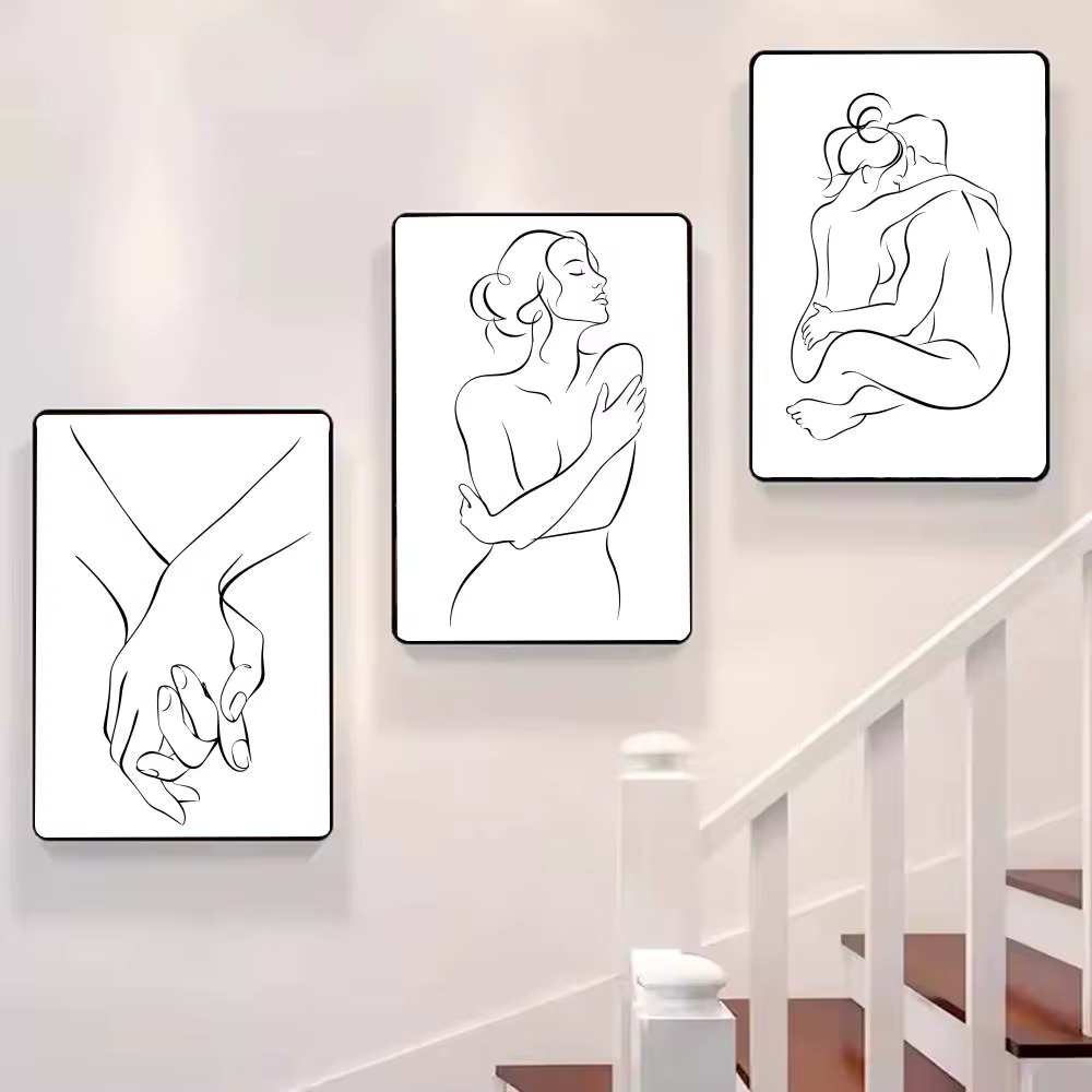 Affiche Murale sur Toile : Couple Amoureux Romantique en Étreinte