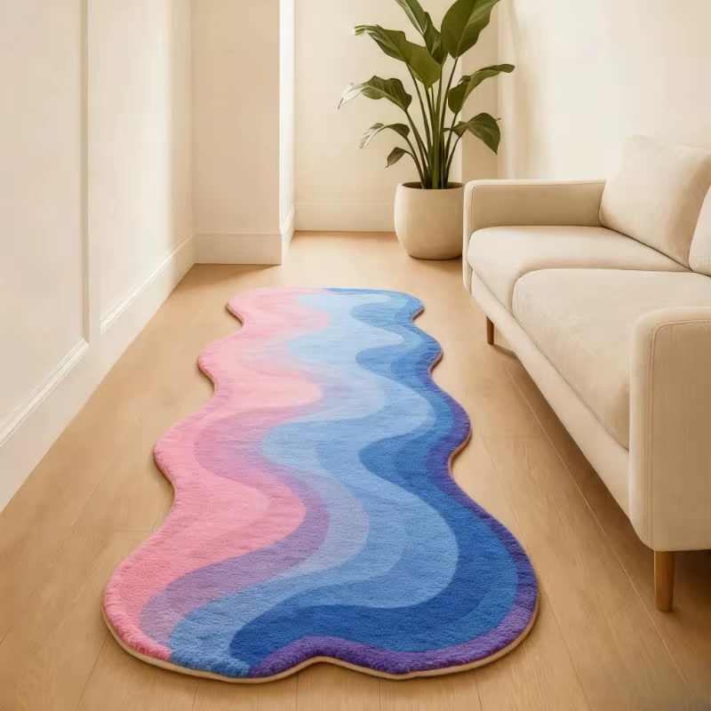 Tapis Shaggy VIKAMA – Lance de chevet irrégulière en forme de Dopamine