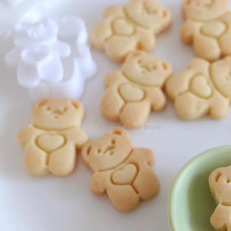 Coupe-biscuits et gaufreur de Fondant en forme d'ours en forme de cœur, moule de découpe de biscuits en forme d'animal mignon 3D, fournitures de cuisson de gâteaux à faire soi-même