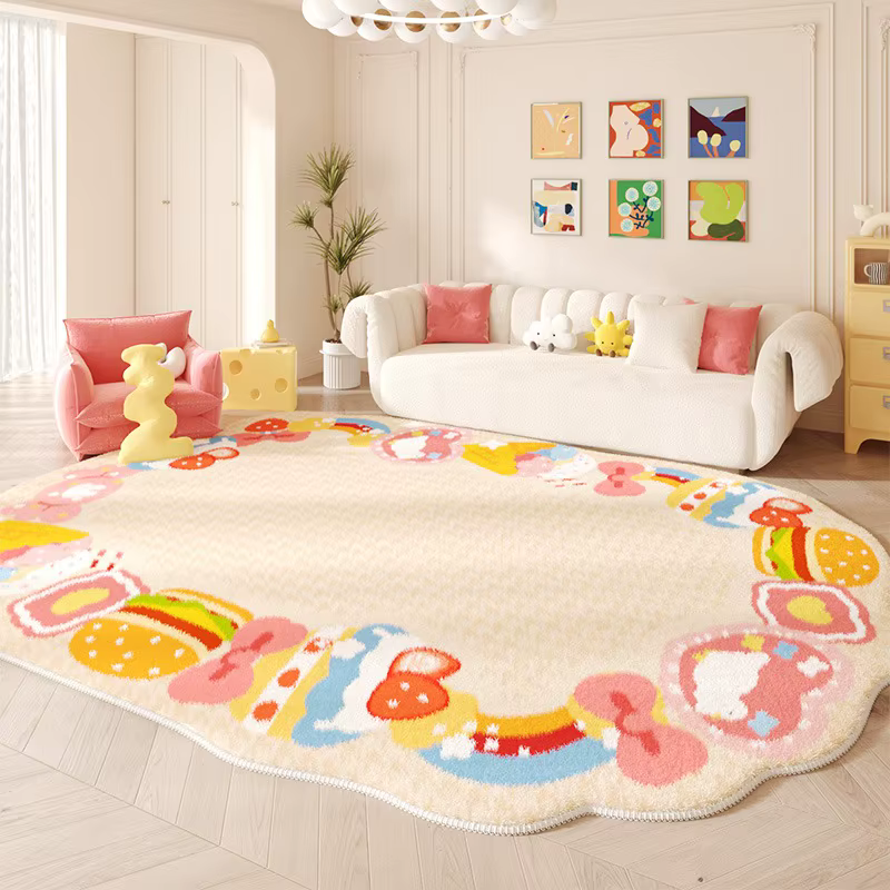 Tapis rose à grande surface pour salon