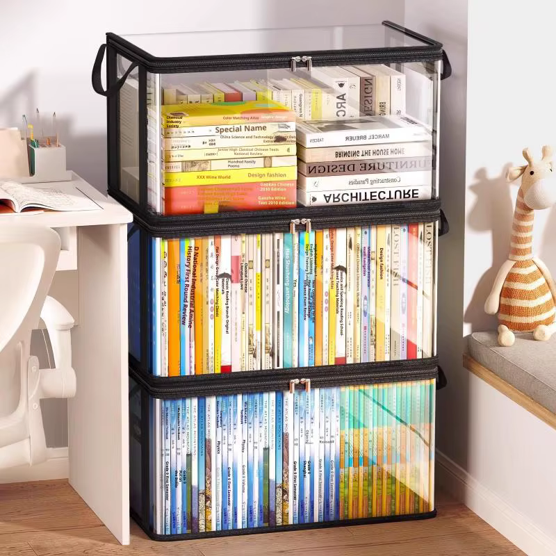 Boîte de rangement transparente en PVC avec couvercle rabattable, fenêtre visuelle, organisateur multi-usages pour jouets, fournitures d'artisanat, conteneur cadeau durable