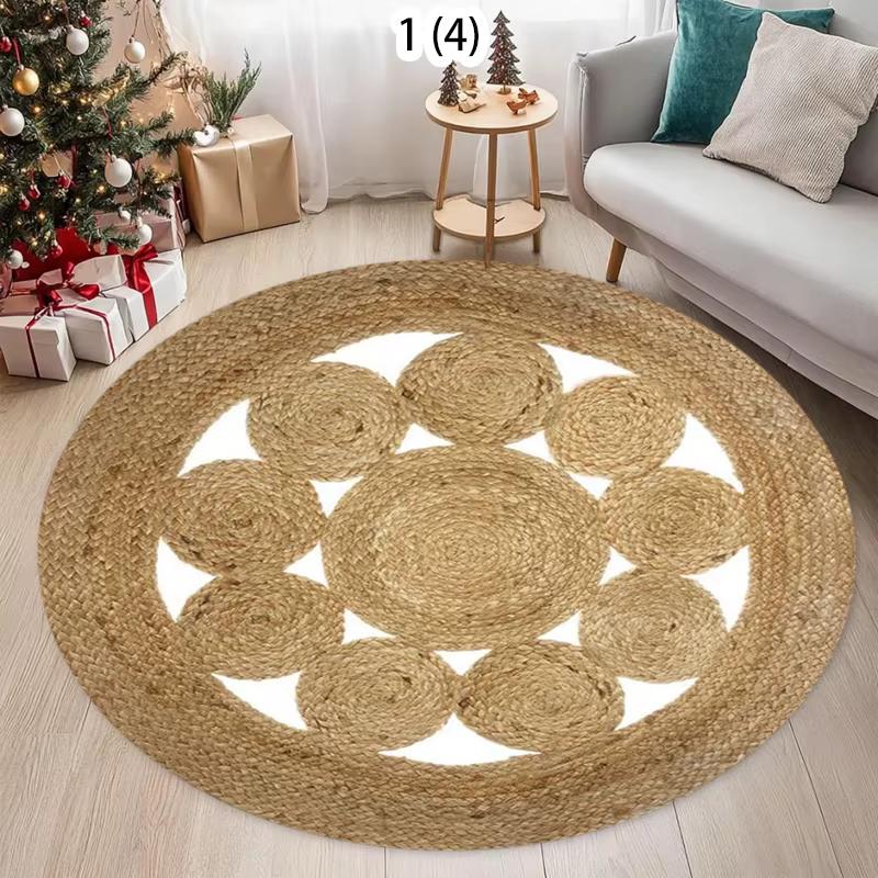 Tapis circulaire à motifs en bois