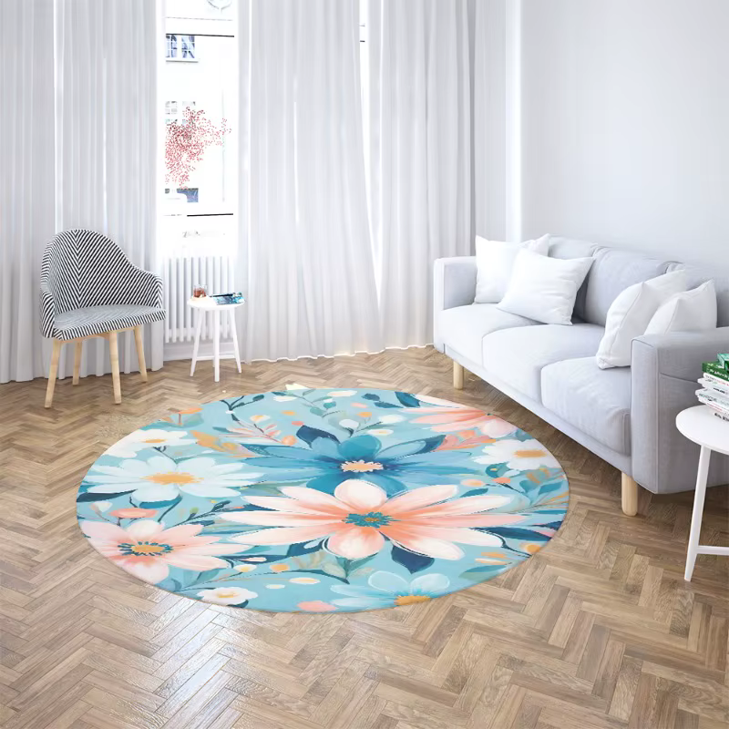 Tapis floral rose pivoine