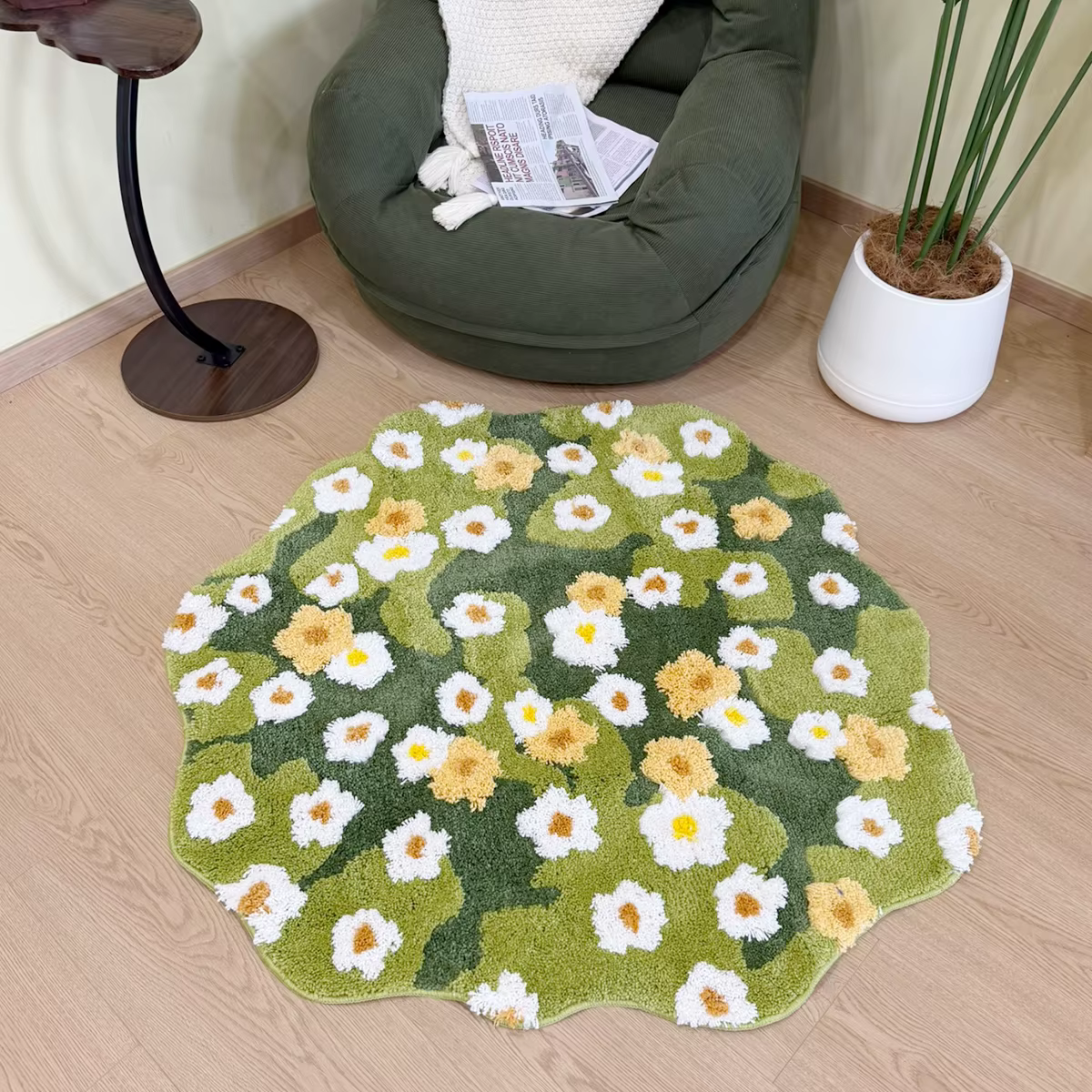 Tapis à poils longs Green Meadow Daisy
