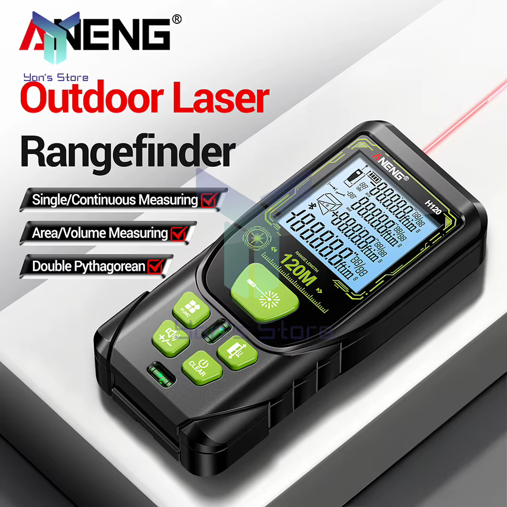 Télémètre laser professionnel rétroéclairé avec mode double base, outil de mesure de distance portable haute précision pour usage intérieur et extérieur