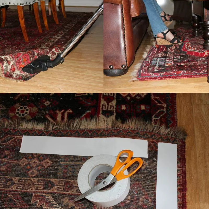 Ruban adhésif Double face pour tapis, 50mm x 5/10 Yard, pour tapis de zone, ruban de liaison polyvalent amovible, tissu pour sol en bois dur