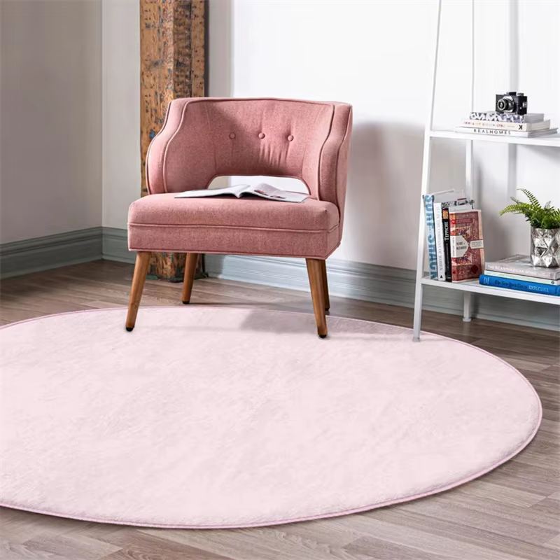 Pure Round Lea-Tapis de Sol de Luxe, Uni, Cercle Antidérapant, Polymères Solides, Tapis Vifs, Vert, Salon pour Enfants