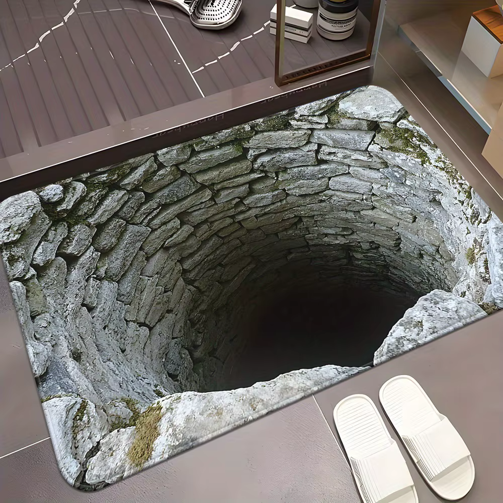 Tapis de sol avec motif plat visuel 3D pour puits d'eau construit en pierre