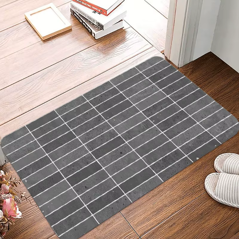 Tapis de sol antidérapant avec impression de pierres et de carrelage
