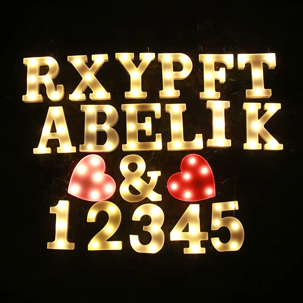 Lettres décoratives Alphabet lettre LED lumières lumineux numéro lampe décoration batterie veilleuse fête bébé chambre décoration
