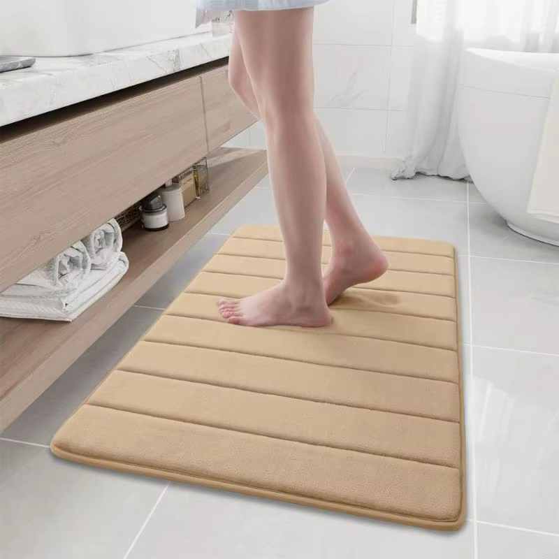 Lot 2 tapis bain en mousse à mémoire forme, doux, confortable, antidérapant, à séchage rapide, pour salle