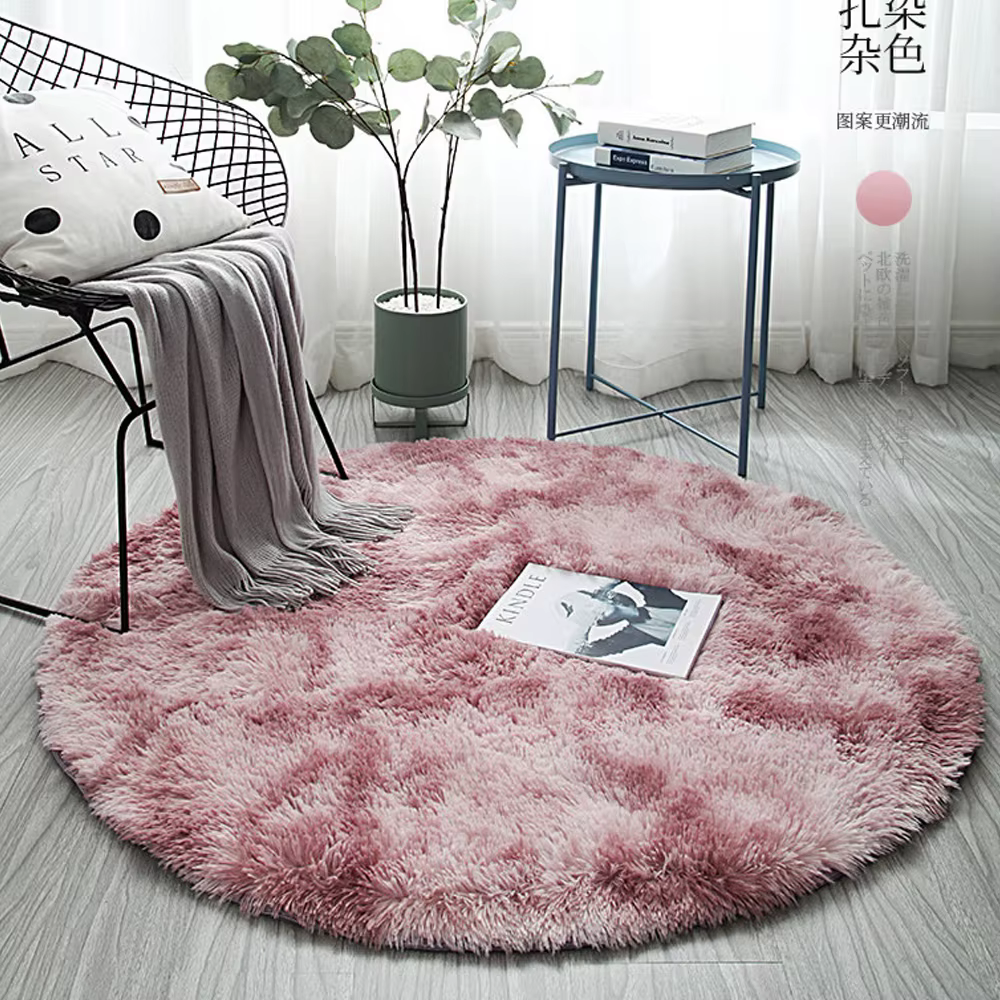 Tapis de chambre rond à cheveux longs