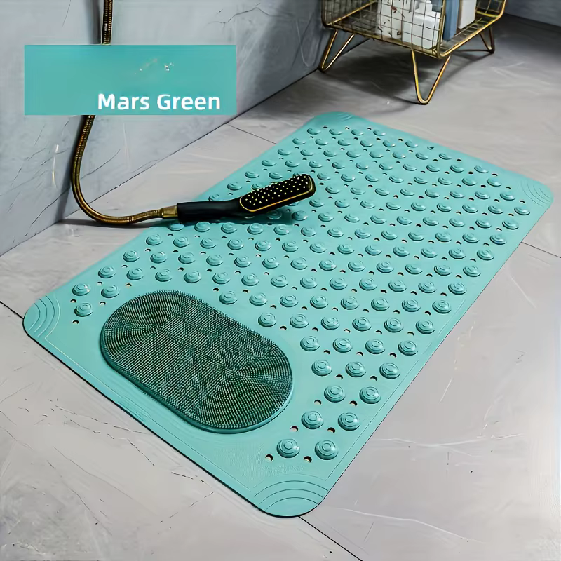 Tapis de douche antidérapant 2-en-1 avec brosse intégrée pour les pieds