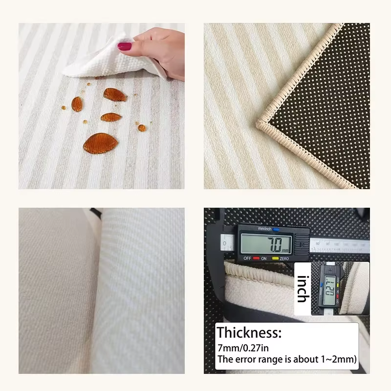 Tapis de grande surface beige à motif géométrique