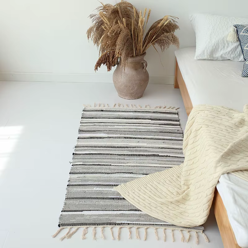 Tapis à pampilles en coton