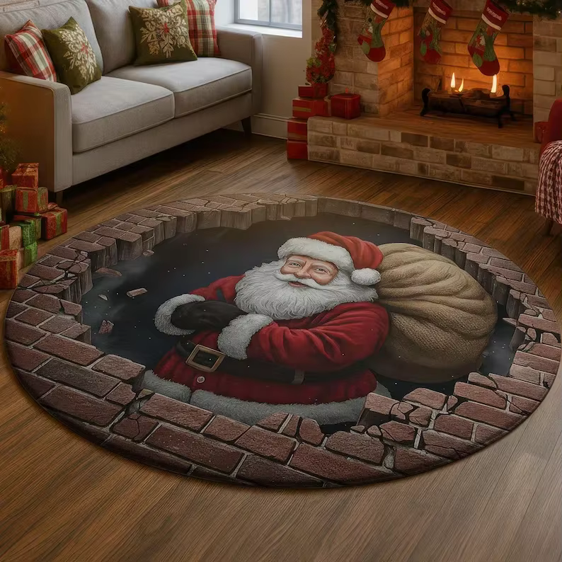 Tapis rond de noël en 3D