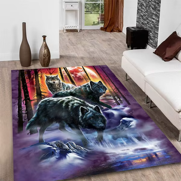Tapis motif loup imprimé pour porte