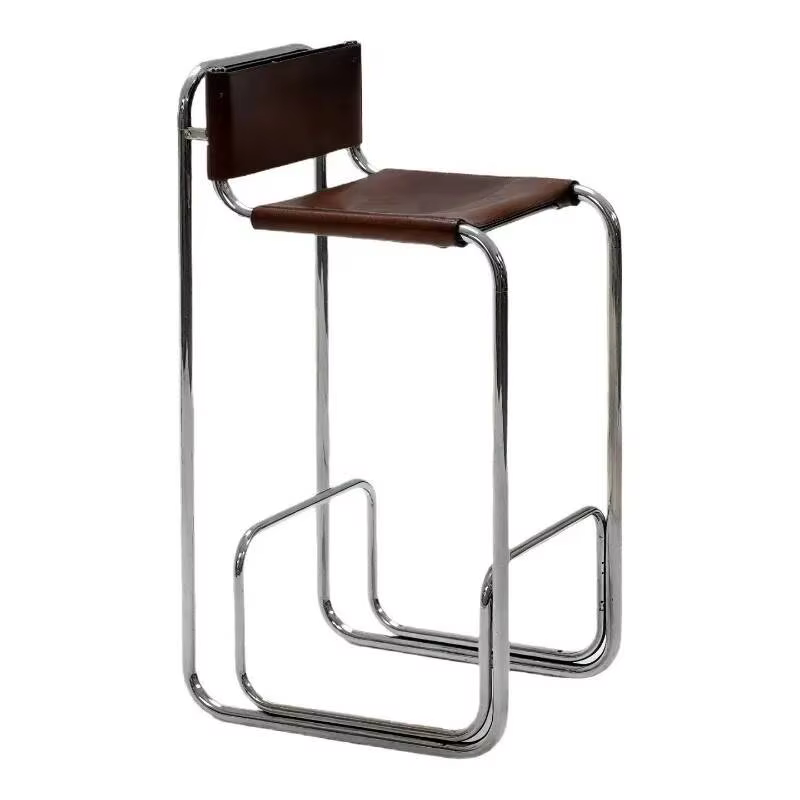 Chaises de bar confortables en acier inoxydable, style nordique élégant, avec dossier, pour îlot de cuisine, tabourets de bar modernes et luxueux