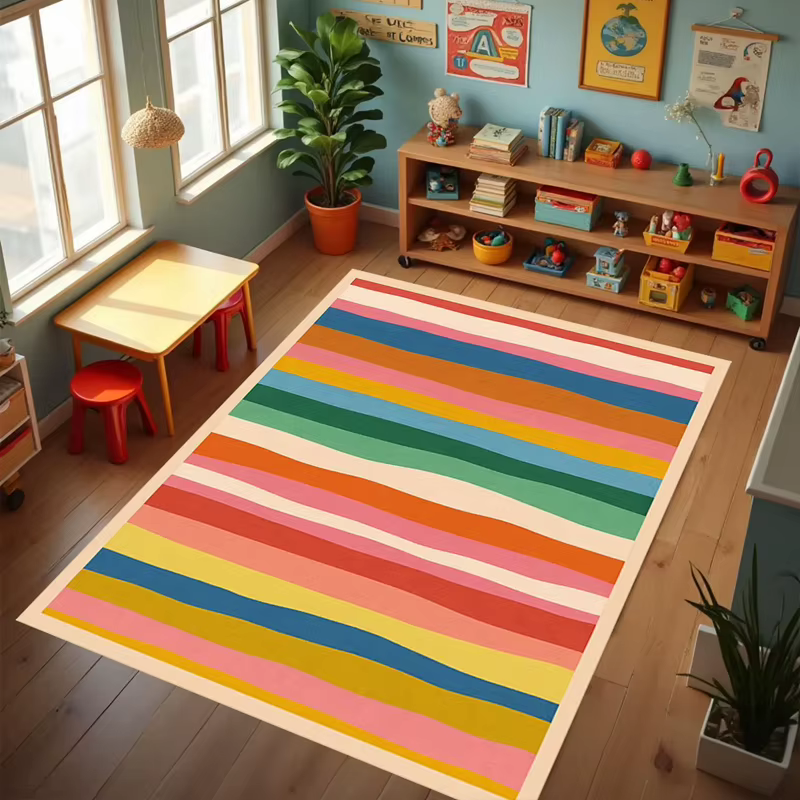 Tapis rayé contrasté Dopamine