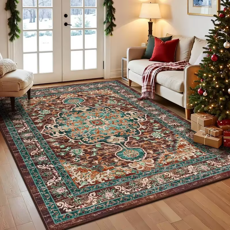 VIKAMA Tapis oriental persan vintage avec motif floral